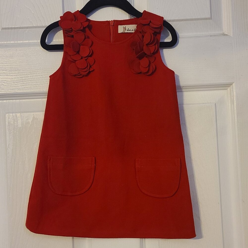 Doe a Dear Girls Red Flannel Dress